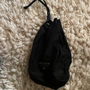 Prada black drawstring pouch